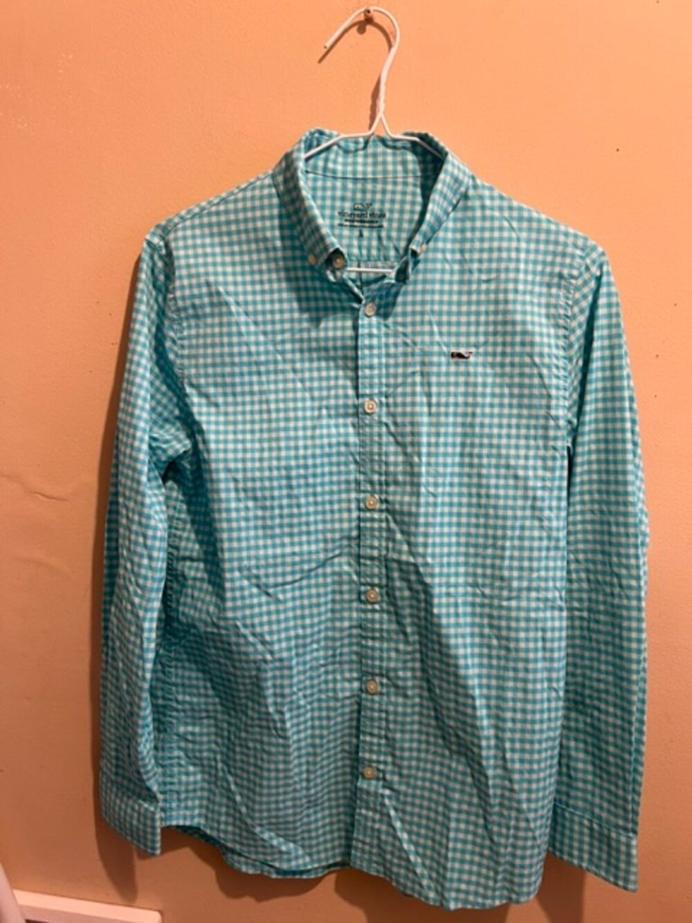 Boys Vineyard Vines, Shirt, light blue/white checkered